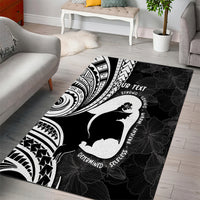 Mother's Day Area Rug Polynesia Vintage Hibiscus - Black