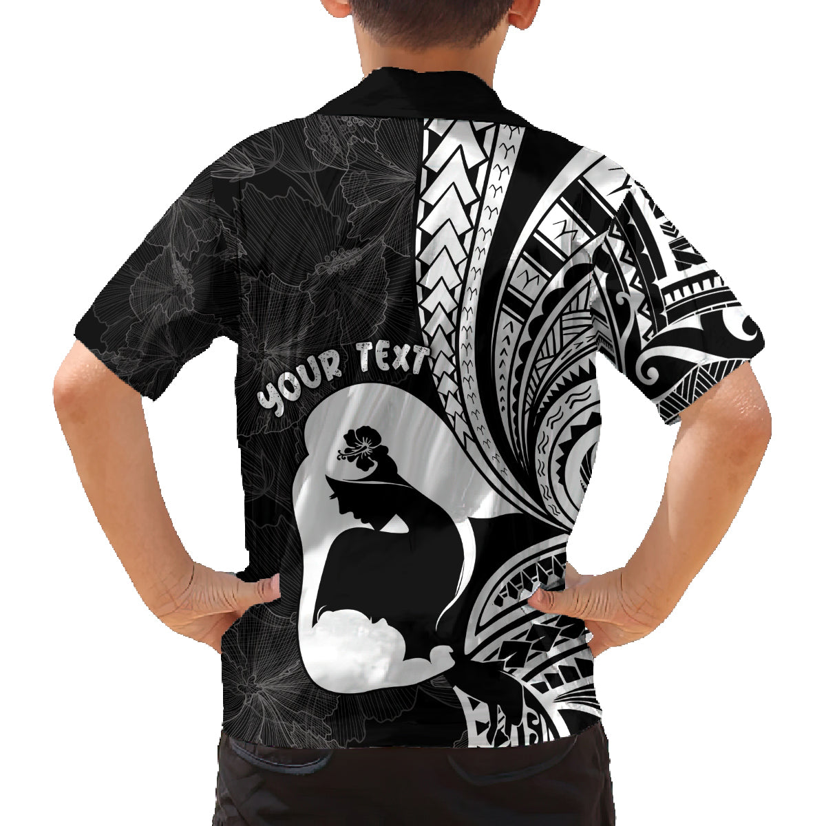 Mother's Day Family Matching Puletasi and Hawaiian Shirt Polynesia Vintage Hibiscus - Black