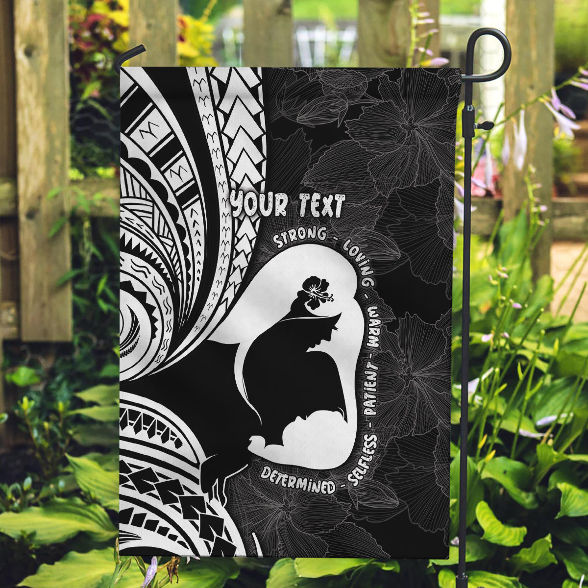 Mother's Day Garden Flag Polynesia Vintage Hibiscus - Black LT7 Garden Flag Black - Polynesian Pride