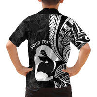 Mother's Day Kid Hawaiian Shirt Polynesia Vintage Hibiscus - Black
