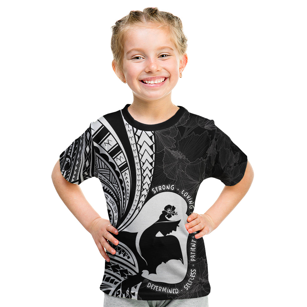 Mother's Day Kid T Shirt Polynesia Vintage Hibiscus - Black LT7 Black - Polynesian Pride