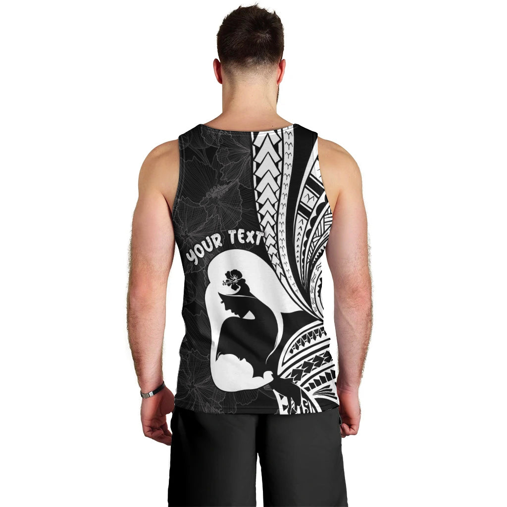 Mother's Day Men Tank Top Polynesia Vintage Hibiscus - Black