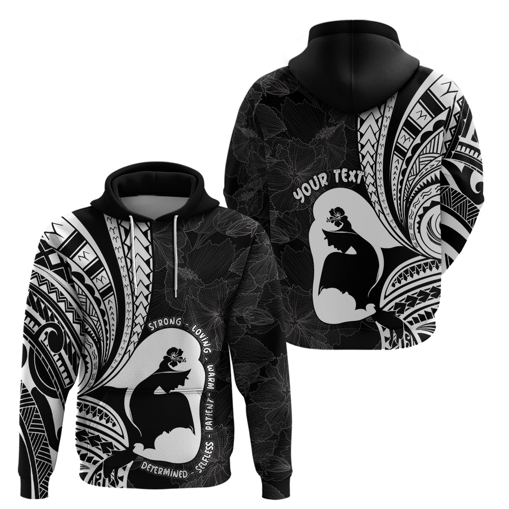 Mother's Day Zip Hoodie Polynesia Vintage Hibiscus - Black