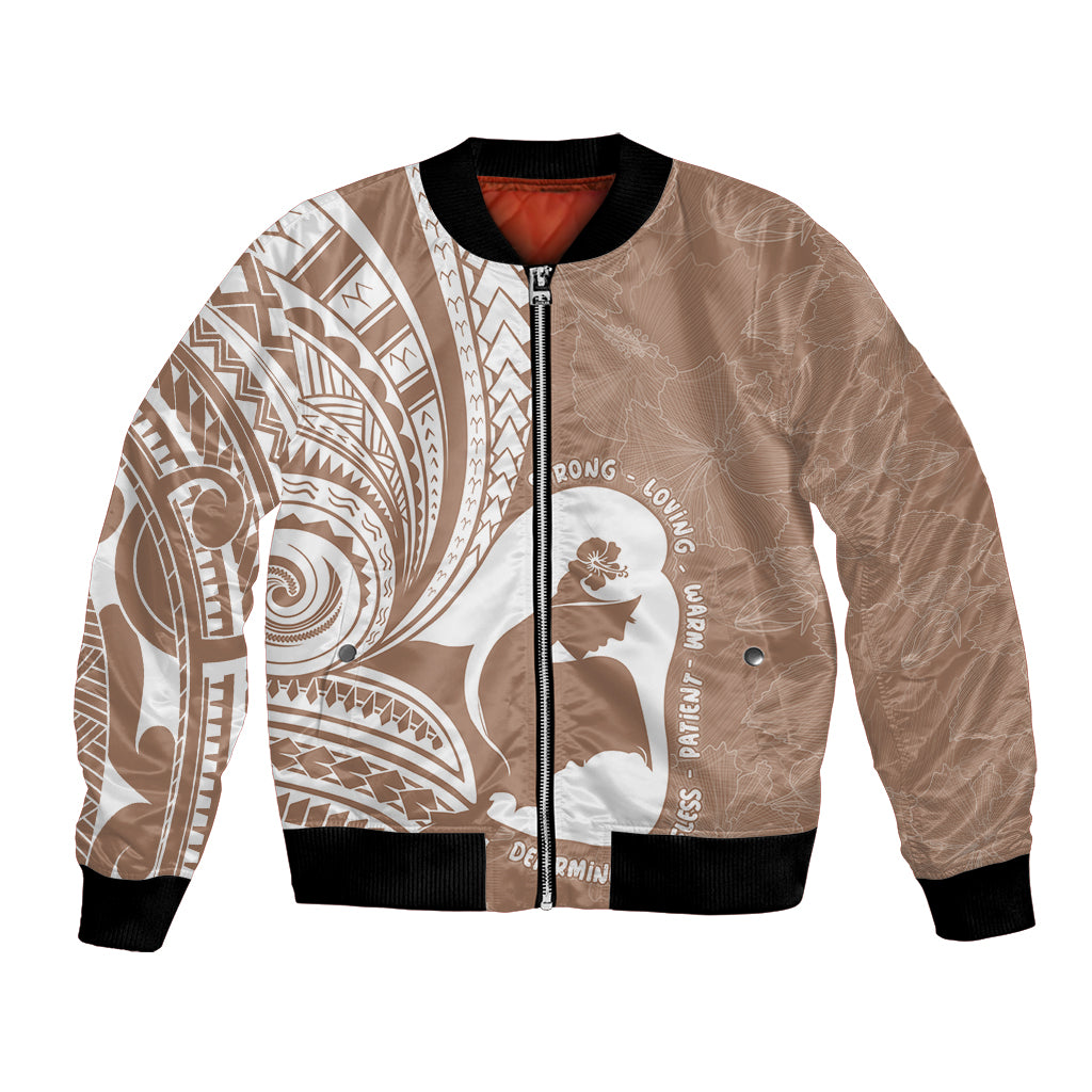 Mother's Day Bomber Jacket Polynesia Vintage Hibiscus - Brown