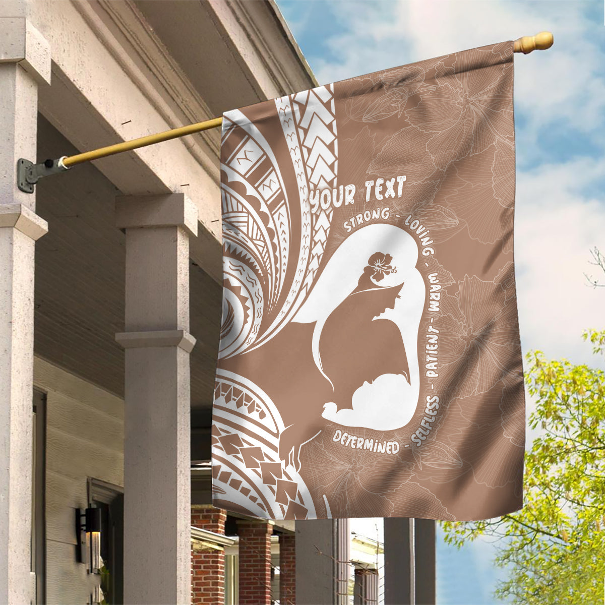 Mother's Day Garden Flag Polynesia Vintage Hibiscus - Brown LT7 House Flag Brown - Polynesian Pride