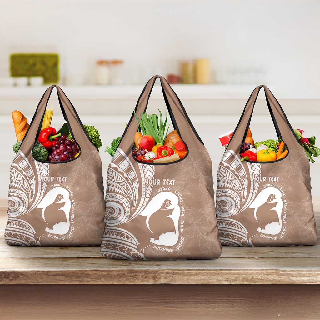 Mother's Day Grocery Bag Polynesia Vintage Hibiscus - Brown