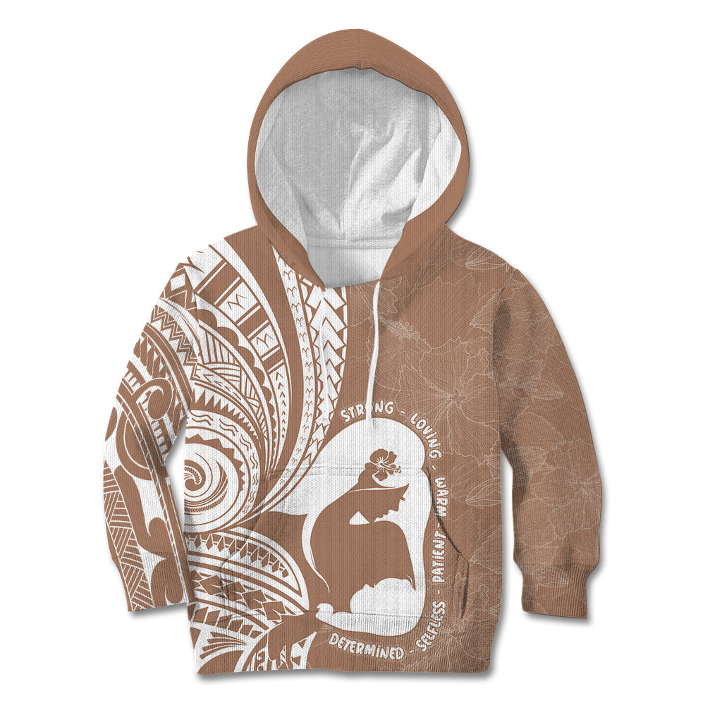Mother's Day Kid Hoodie Polynesia Vintage Hibiscus - Brown LT7 Hoodie Brown - Polynesian Pride