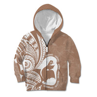 Mother's Day Kid Hoodie Polynesia Vintage Hibiscus - Brown LT7 Zip Hoodie Brown - Polynesian Pride