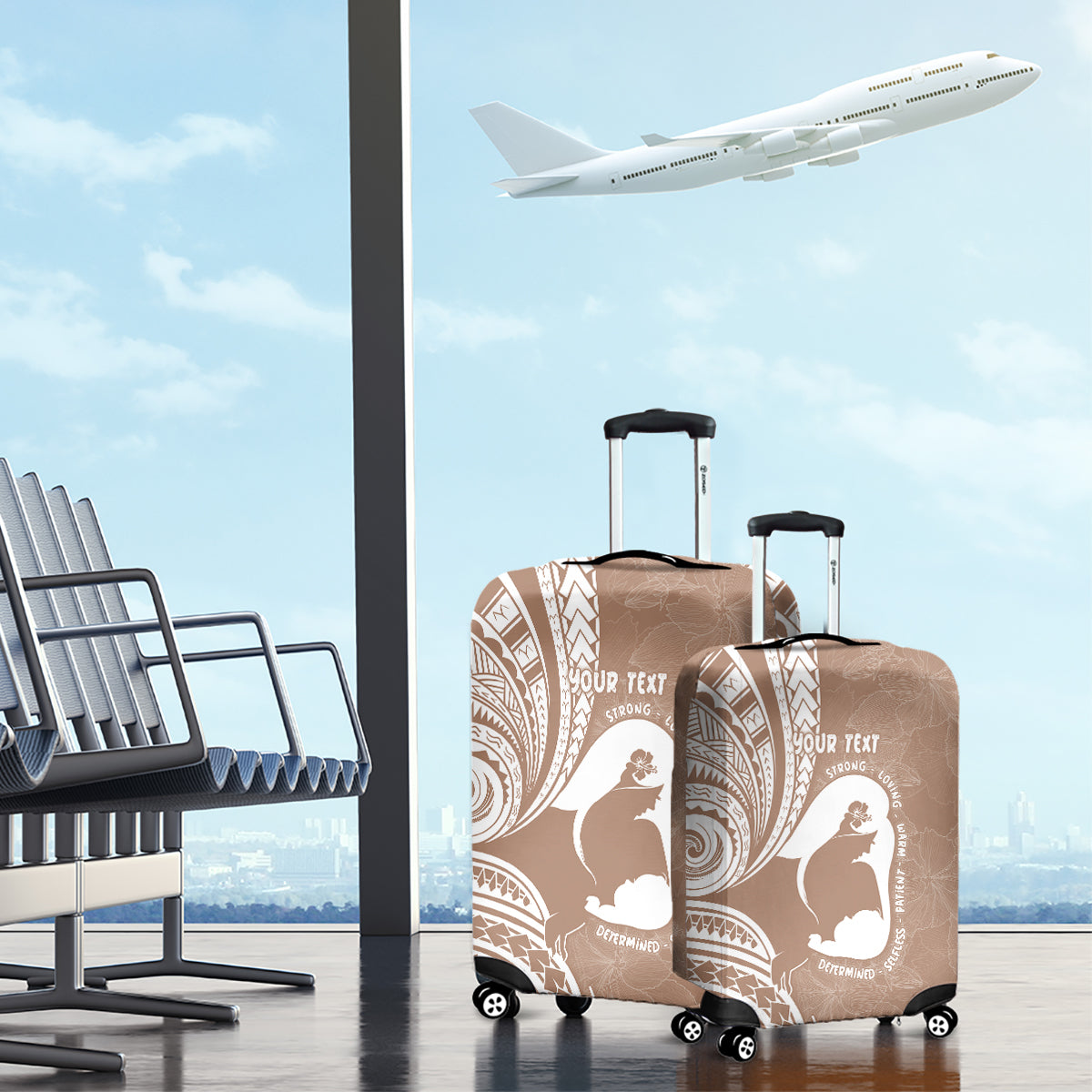 Mother's Day Luggage Cover Polynesia Vintage Hibiscus - Brown LT7 - Polynesian Pride