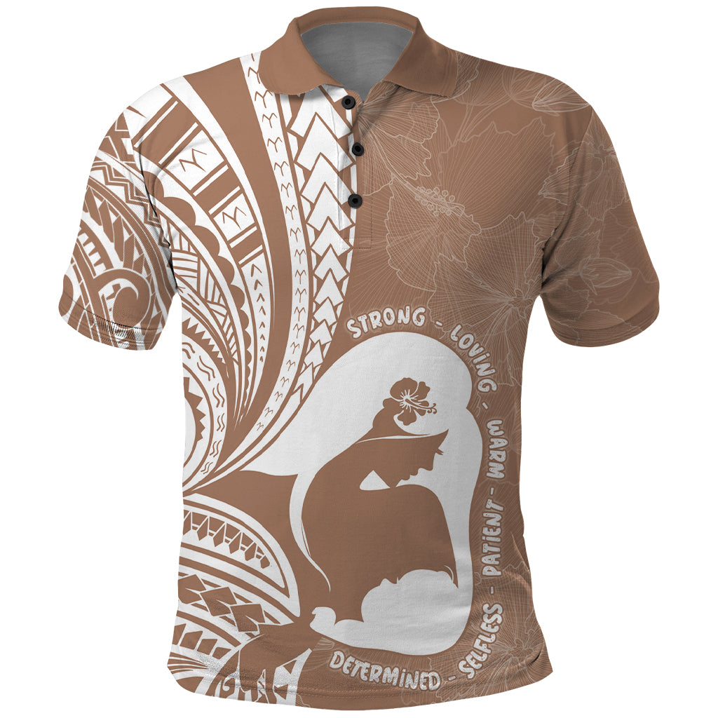 Mother's Day Polo Shirt Polynesia Vintage Hibiscus - Brown LT7 Brown - Polynesian Pride