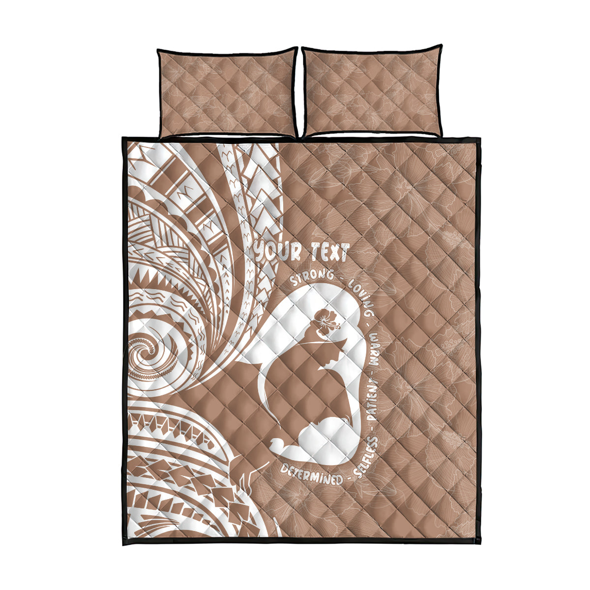 Mother's Day Quilt Bed Set Polynesia Vintage Hibiscus - Brown