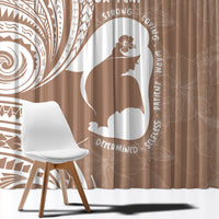 Mother's Day Window Curtain Polynesia Vintage Hibiscus - Brown