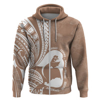 Mother's Day Zip Hoodie Polynesia Vintage Hibiscus - Brown