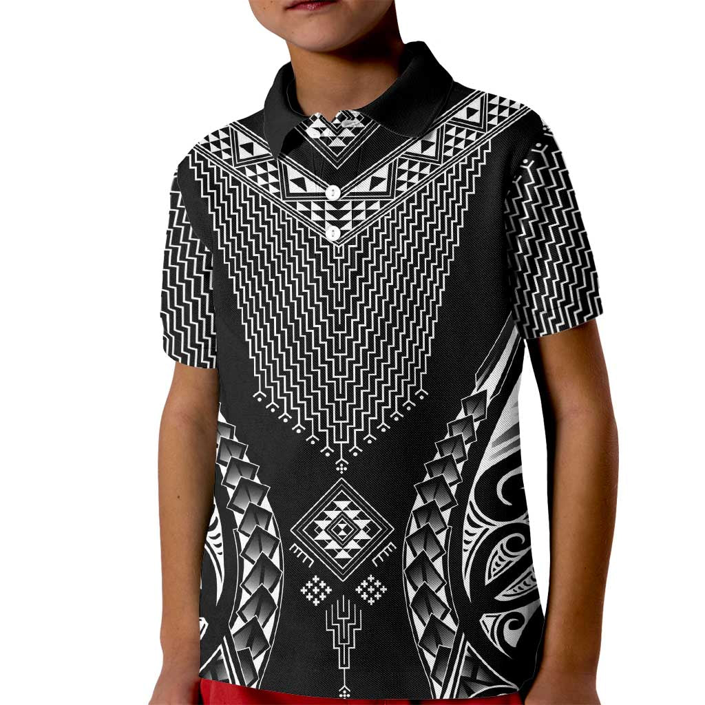 2025 Rugby Championship New Zealand Custom Kid Polo Shirt Poutama Motifs - Polynesian Pride