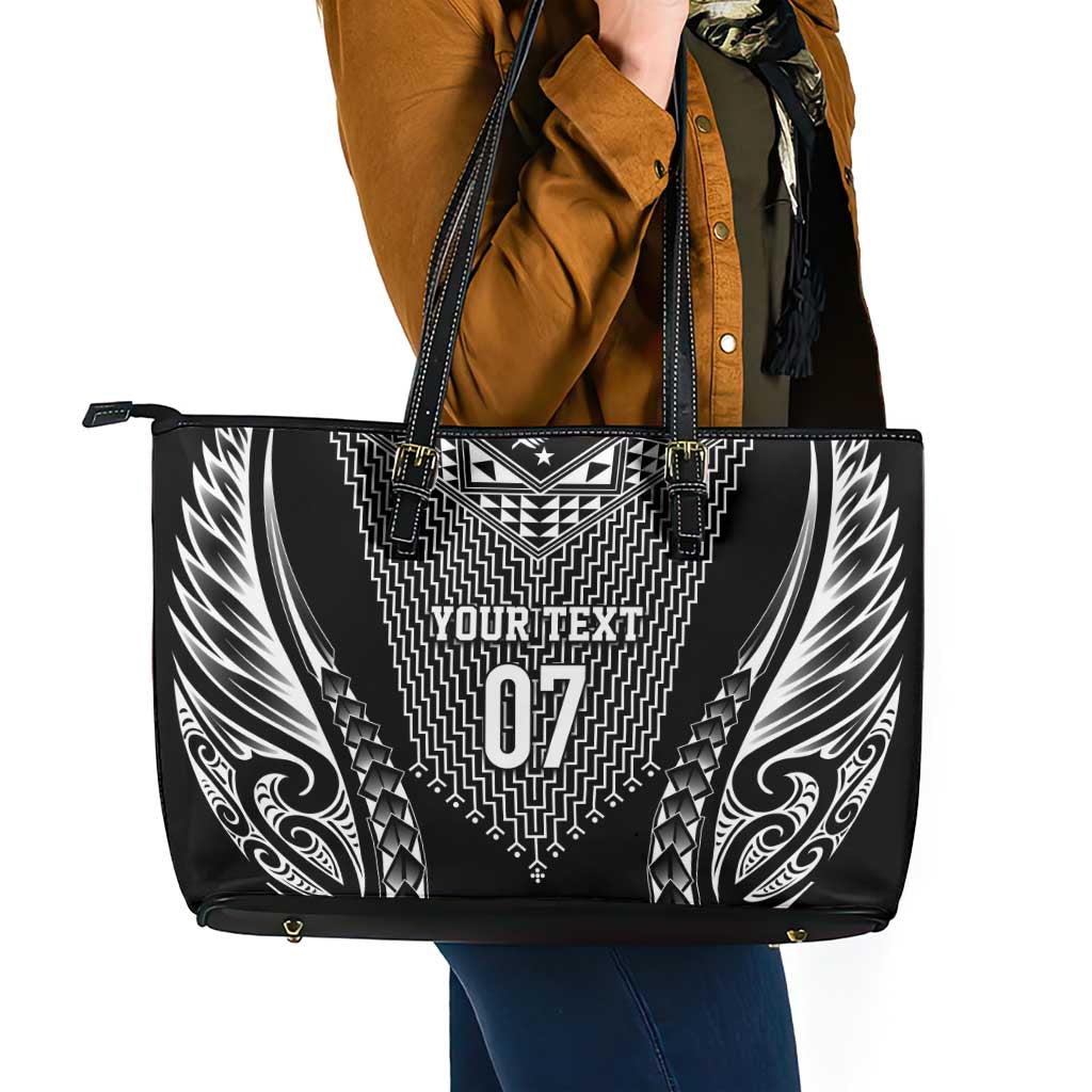 2025 Rugby Championship New Zealand Custom Leather Tote Bag Poutama Motifs - Polynesian Pride