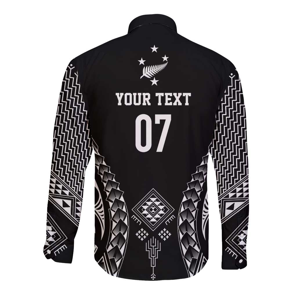 2025 Rugby Championship New Zealand Custom Long Sleeve Button Shirt Poutama Motifs - Polynesian Pride
