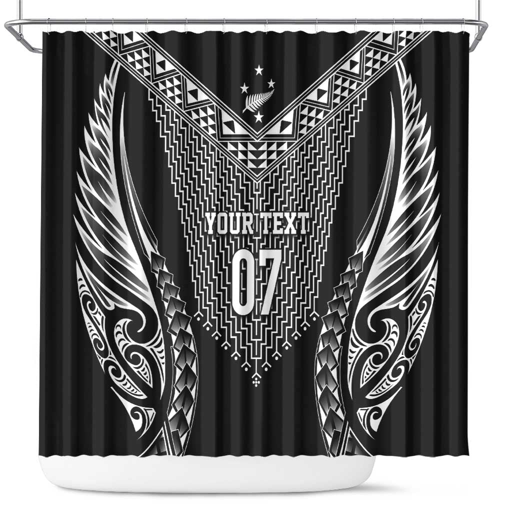2025 Rugby Championship New Zealand Custom Shower Curtain Poutama Motifs - Polynesian Pride