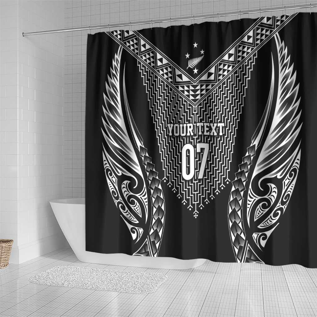 2025 Rugby Championship New Zealand Custom Shower Curtain Poutama Motifs - Polynesian Pride