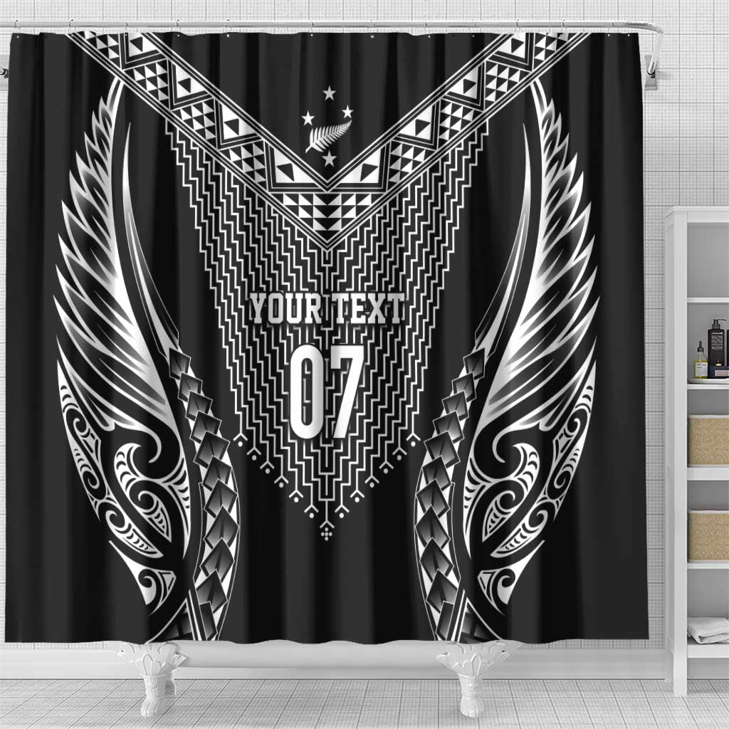 2025 Rugby Championship New Zealand Custom Shower Curtain Poutama Motifs - Polynesian Pride