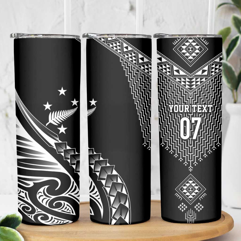 2025 Rugby Championship New Zealand Custom Skinny Tumbler Poutama Motifs - Polynesian Pride