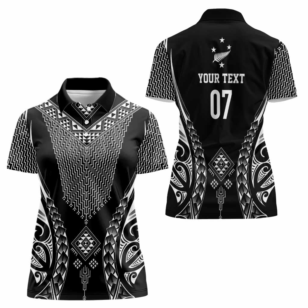 2025 Rugby Championship New Zealand Custom Women Polo Shirt Poutama Motifs - Polynesian Pride