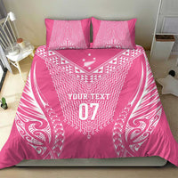 2025 Rugby Championship New Zealand Custom Bedding Set Poutama Motifs - Pink Out - Polynesian Pride