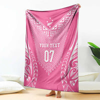 2025 Rugby Championship New Zealand Custom Blanket Poutama Motifs - Pink Out - Polynesian Pride