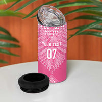 2025 Rugby Championship New Zealand Custom 4 in 1 Can Cooler Tumbler Poutama Motifs - Pink Out - Polynesian Pride