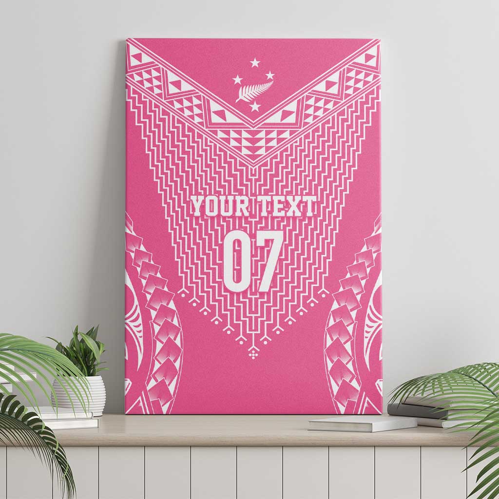 2025 Rugby Championship New Zealand Custom Canvas Wall Art Poutama Motifs - Pink Out - Polynesian Pride