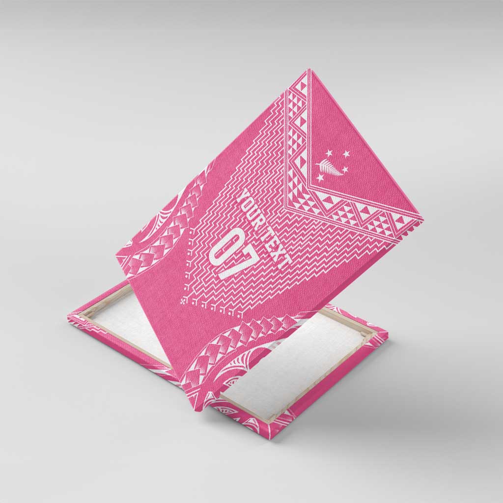 2025 Rugby Championship New Zealand Custom Canvas Wall Art Poutama Motifs - Pink Out - Polynesian Pride