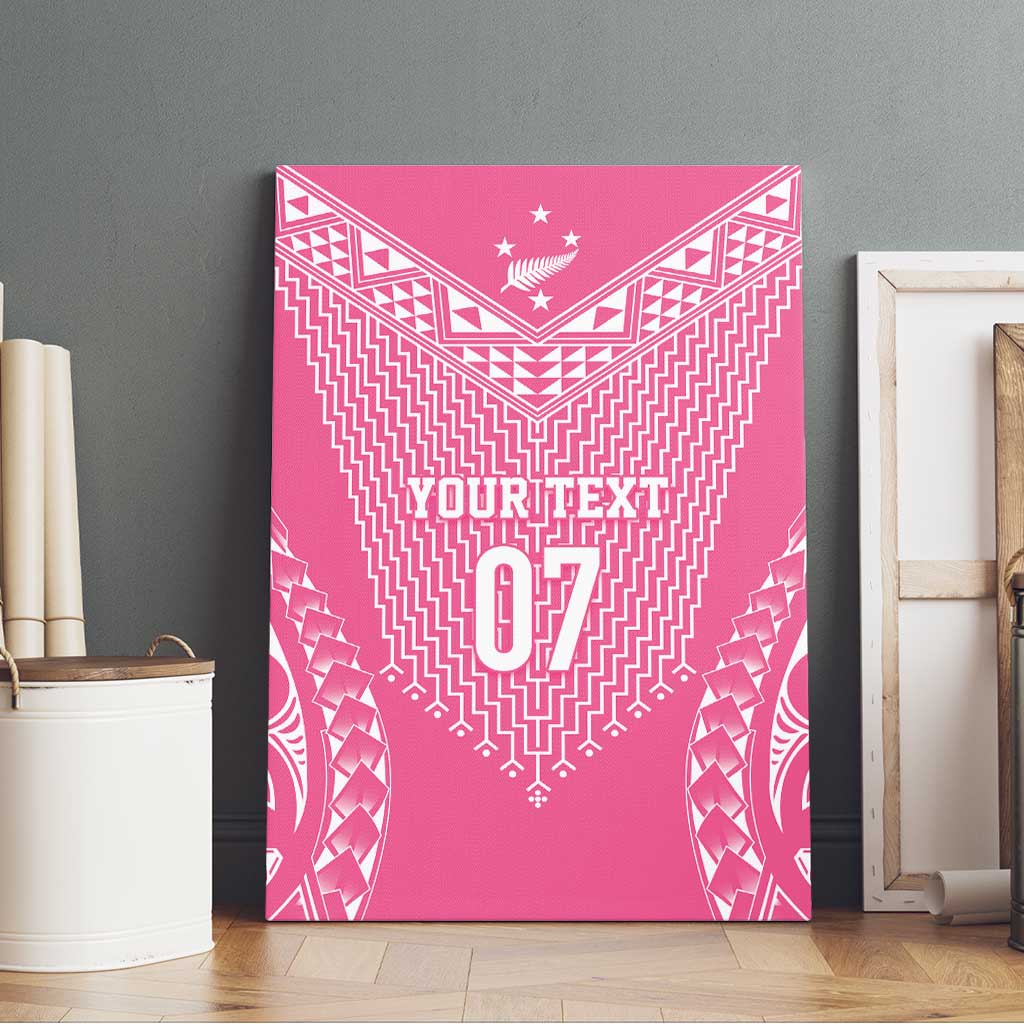 2025 Rugby Championship New Zealand Custom Canvas Wall Art Poutama Motifs - Pink Out - Polynesian Pride