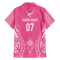 2025 Rugby Championship New Zealand Custom Family Matching Long Sleeve Bodycon Dress and Hawaiian Shirt Poutama Motifs - Pink Out - Polynesian Pride
