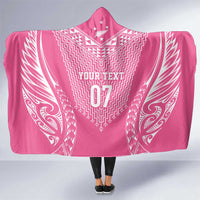 2025 Rugby Championship New Zealand Custom Hooded Blanket Poutama Motifs - Pink Out - Polynesian Pride