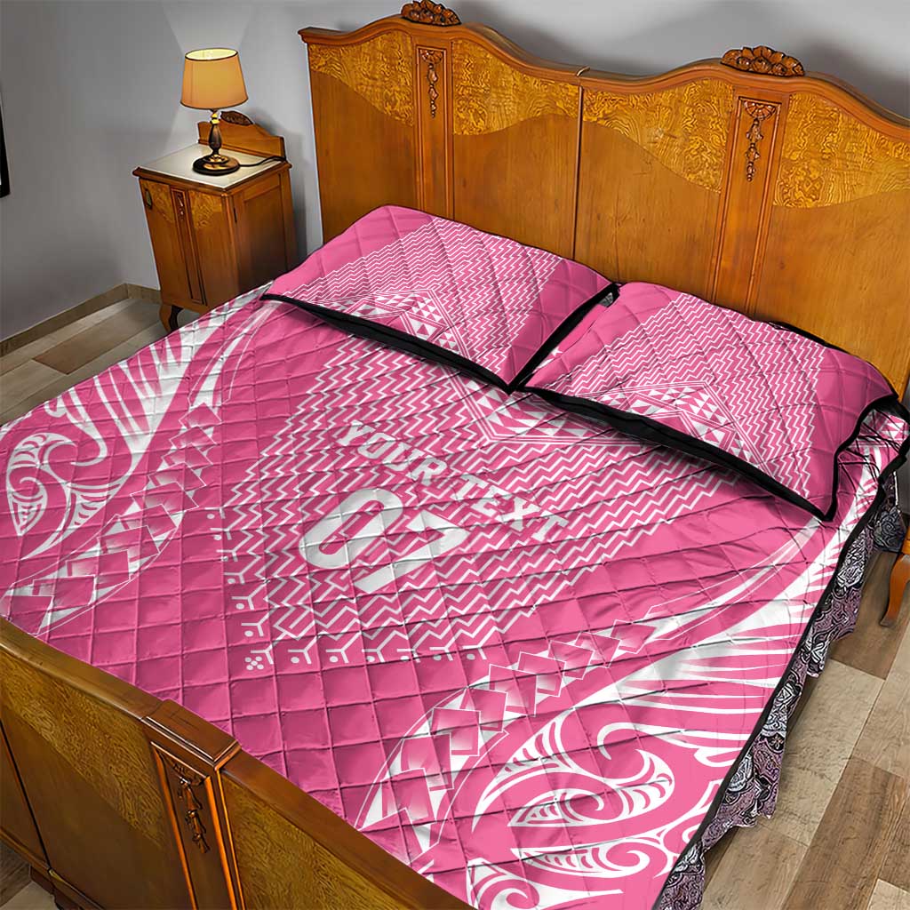 2025 Rugby Championship New Zealand Custom Quilt Bed Set Poutama Motifs - Pink Out - Polynesian Pride