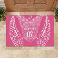 2025 Rugby Championship New Zealand Custom Rubber Doormat Poutama Motifs - Pink Out - Polynesian Pride