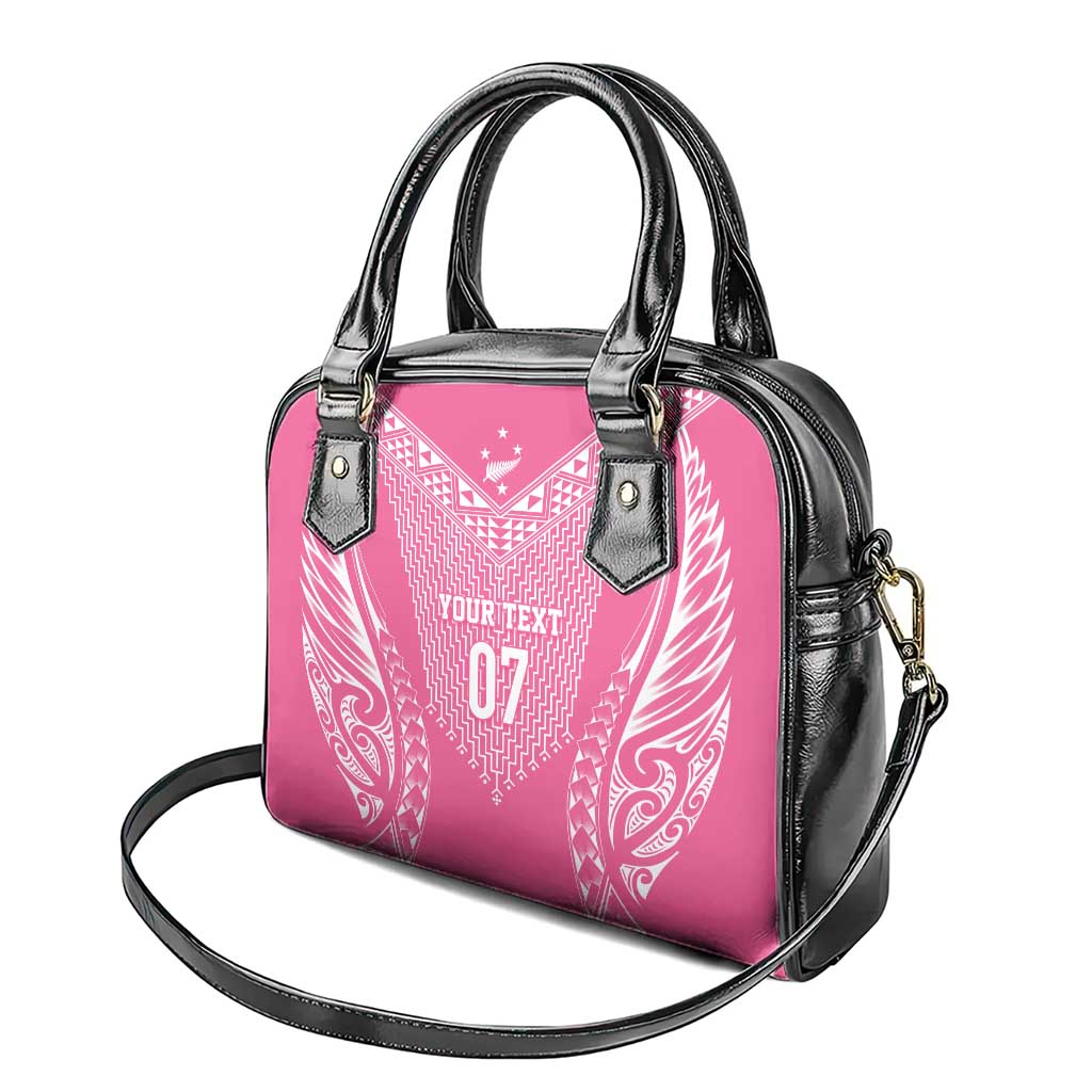 2025 Rugby Championship New Zealand Custom Shoulder Handbag Poutama Motifs - Pink Out - Polynesian Pride