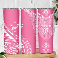 2025 Rugby Championship New Zealand Custom Skinny Tumbler Poutama Motifs - Pink Out - Polynesian Pride