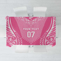 2025 Rugby Championship New Zealand Custom Tablecloth Poutama Motifs - Pink Out - Polynesian Pride