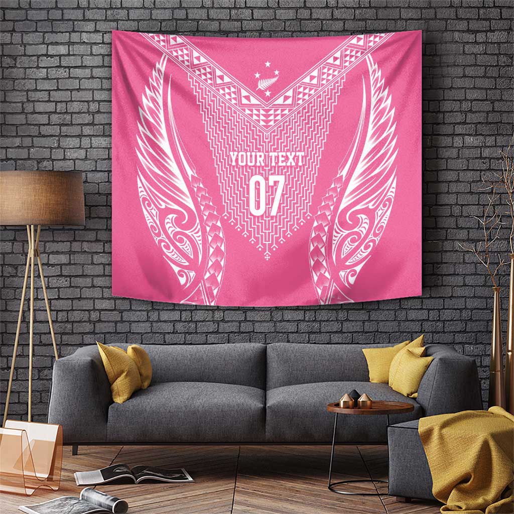 2025 Rugby Championship New Zealand Custom Tapestry Poutama Motifs - Pink Out - Polynesian Pride