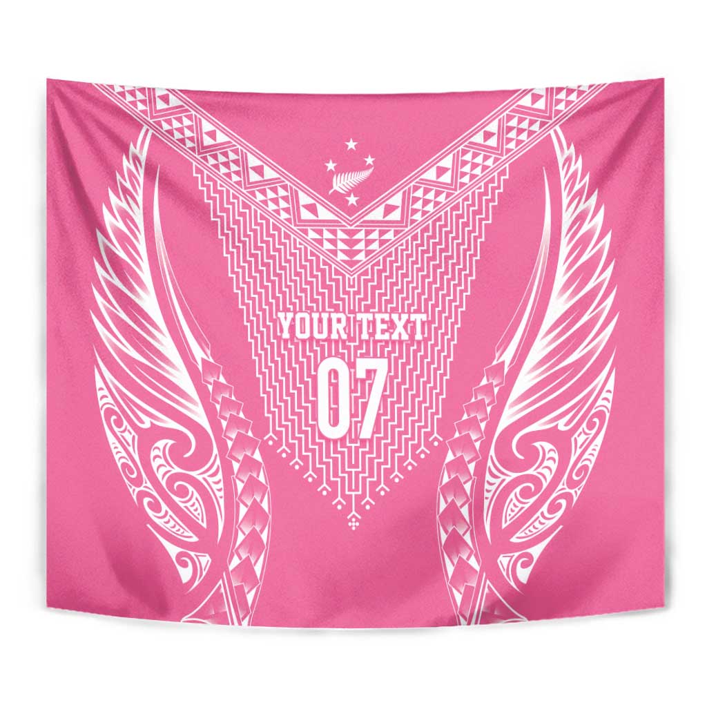 2025 Rugby Championship New Zealand Custom Tapestry Poutama Motifs - Pink Out - Polynesian Pride
