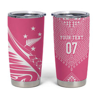2025 Rugby Championship New Zealand Custom Tumbler Cup Poutama Motifs - Pink Out - Polynesian Pride