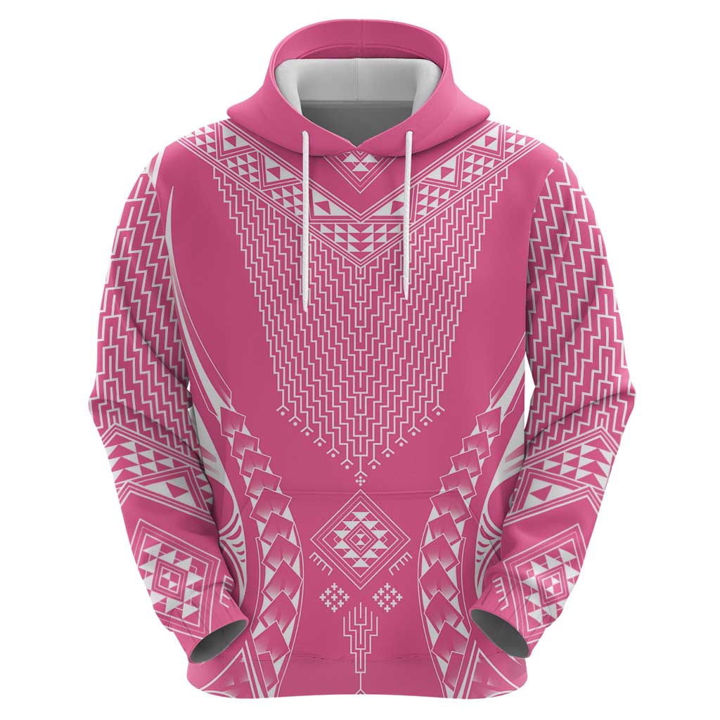 2025 Rugby Championship New Zealand Custom Zip Hoodie Poutama Motifs - Pink Out - Polynesian Pride