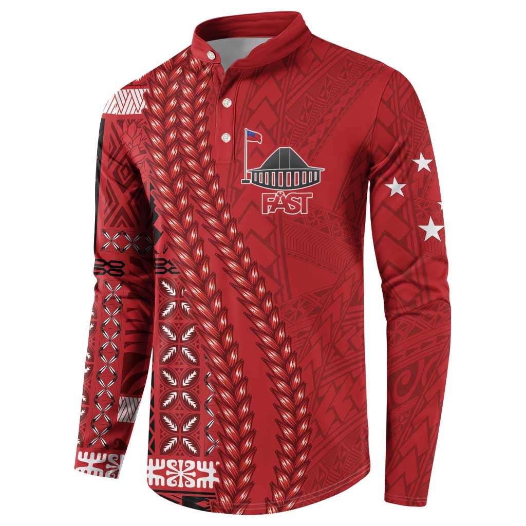 Samoa FAST Siapo Button Sweatshirt Tatau-Ulafala Vines - Polynesian Pride