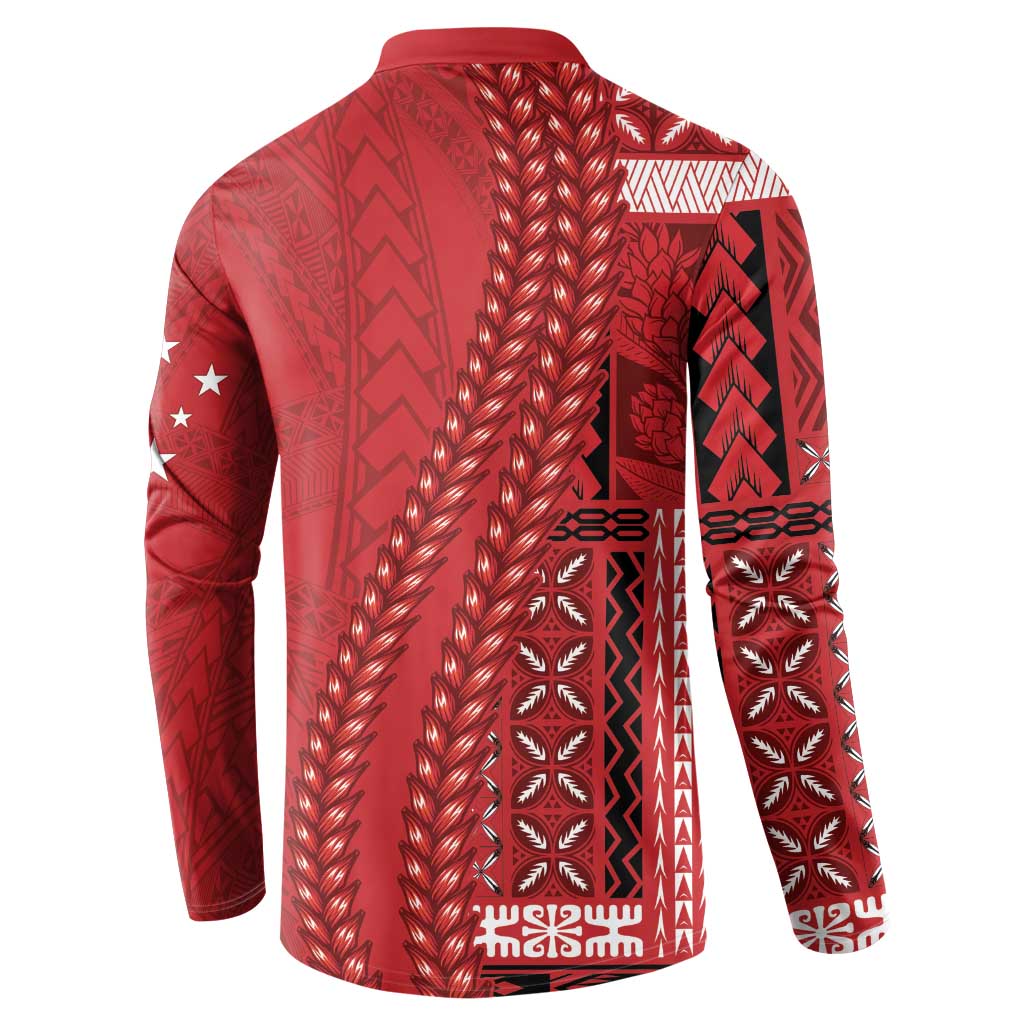 Samoa FAST Siapo Button Sweatshirt Tatau-Ulafala Vines - Polynesian Pride