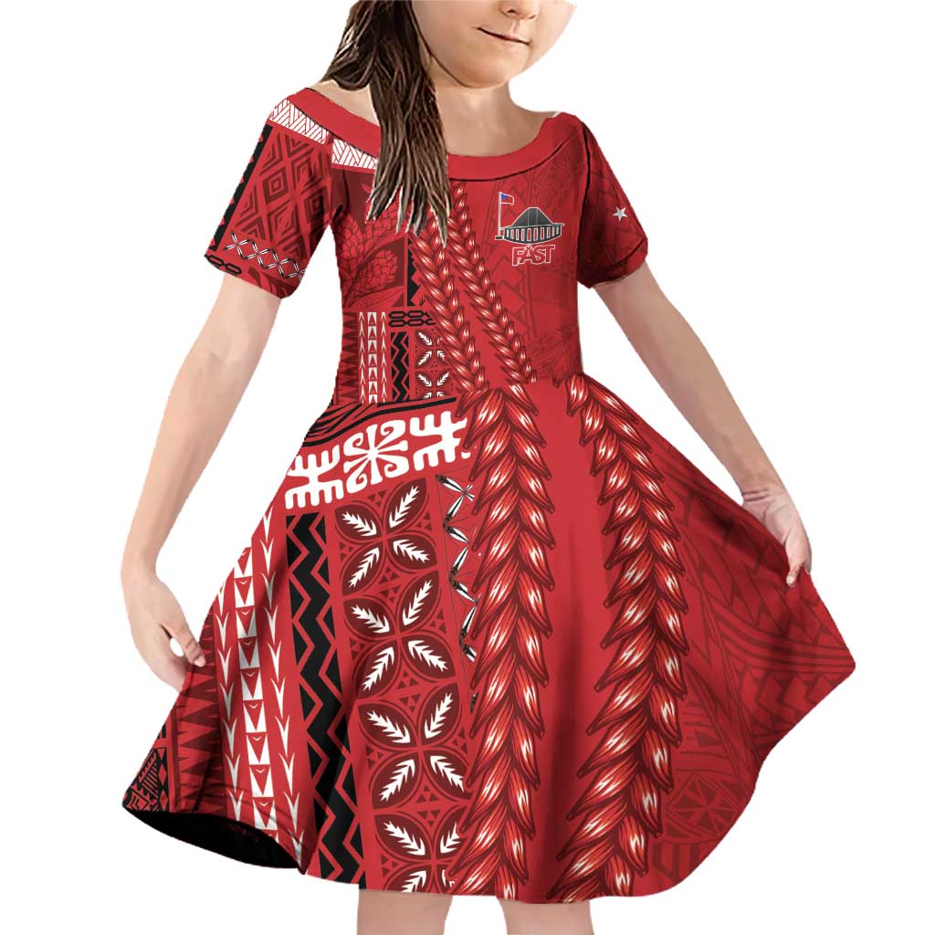 Samoa FAST Siapo Family Matching Off Shoulder Short Dress and Hawaiian Shirt Tatau-Ulafala Vines - Polynesian Pride