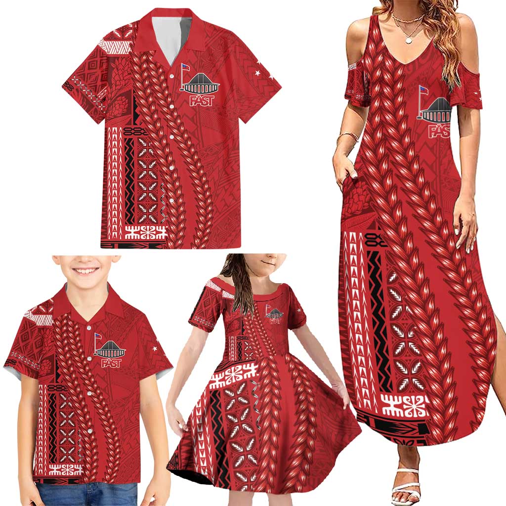 Samoa FAST Siapo Family Matching Summer Maxi Dress and Hawaiian Shirt Tatau-Ulafala Vines - Polynesian Pride