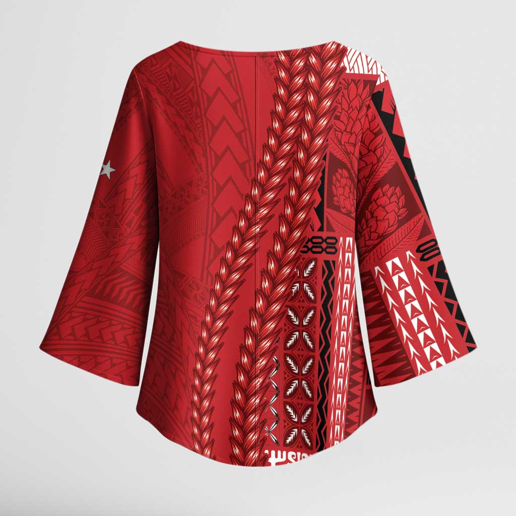 Samoa FAST Siapo Kimono Sleeve Blouse Tatau-Ulafala Vines - Polynesian Pride