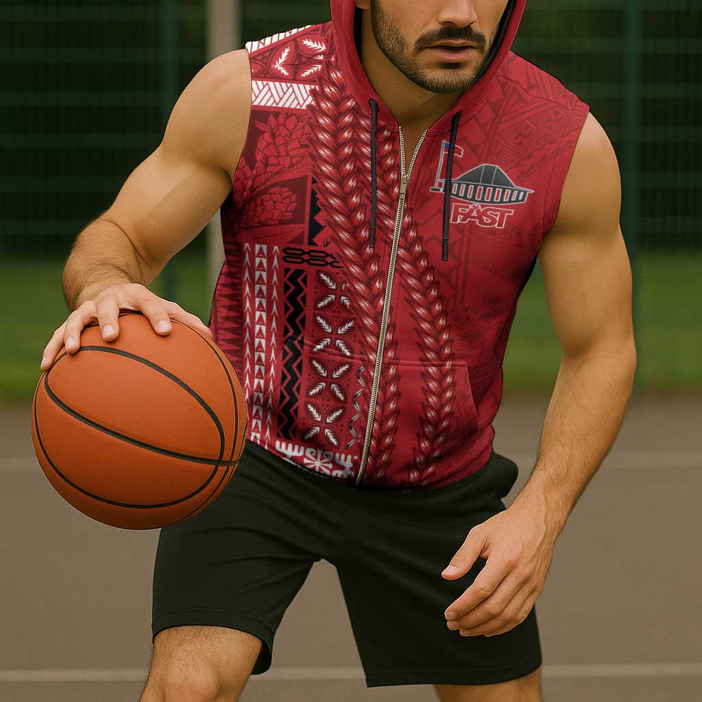 Samoa FAST Siapo Sleeveless Zip Hoodie Tatau-Ulafala Vines - Polynesian Pride
