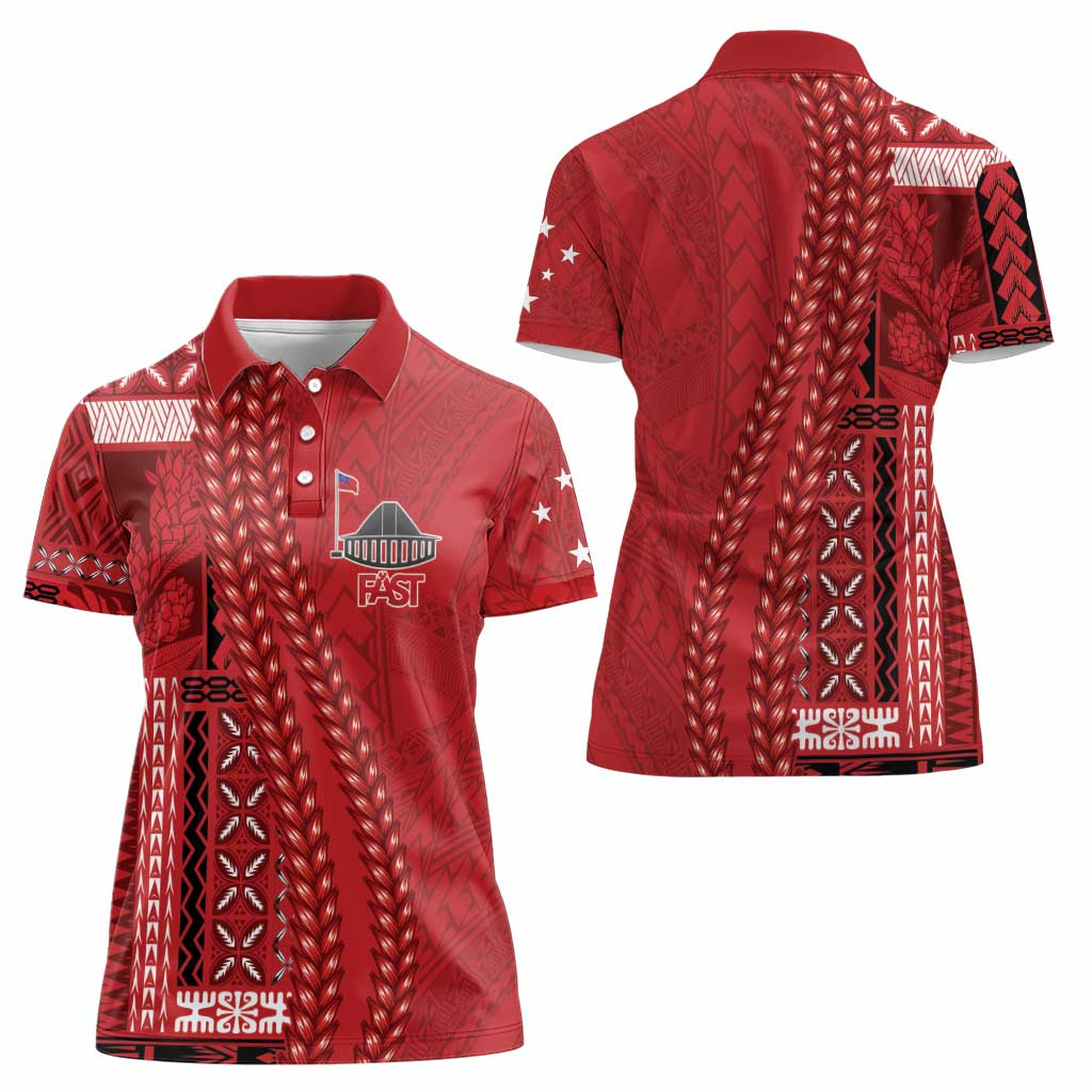 Samoa FAST Siapo Women Polo Shirt Tatau-Ulafala Vines - Polynesian Pride