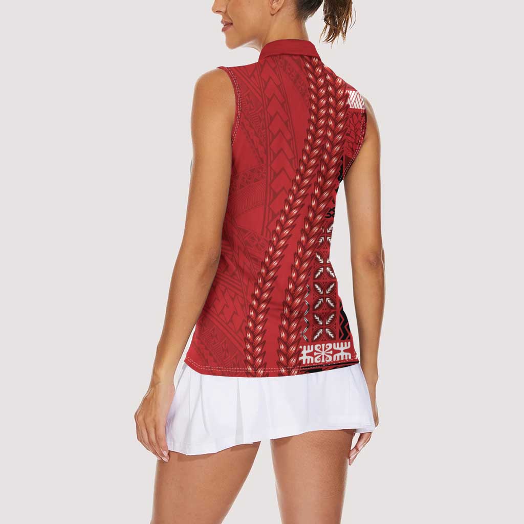 Samoa FAST Siapo Women Sleeveless Polo Shirt Tatau-Ulafala Vines - Polynesian Pride